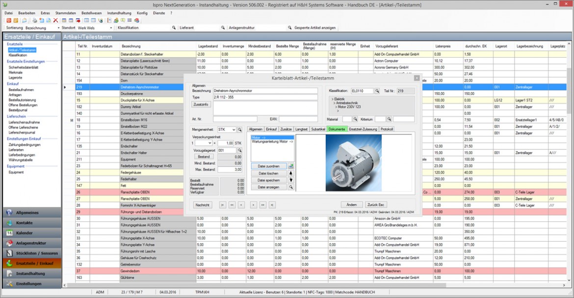 isproNG Spare parts management